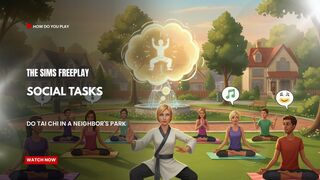 The Sims FreePlay - Social Tasks (Do Tai Chi In A Neighbors park)