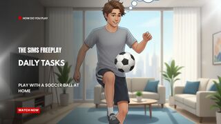 The Sims FreePlay - Daily Tasks (Play With A Soccer ball at home)