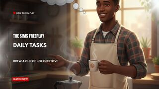 The Sims FreePlay - Daily Tasks (Brew a Cup of Joe on Stove)