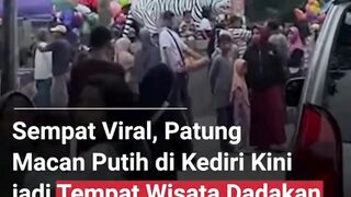 Sempat viral, patung macan putih di kediri kini jadi tempat wisata dadakan
