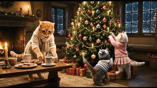 Kittens and Mama Cat Surprise a Lonely Neighbor Cat