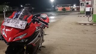 Going for a walk on a sports motorbike