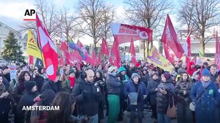 Protest in Amsterdam against US military action in Venezuela.