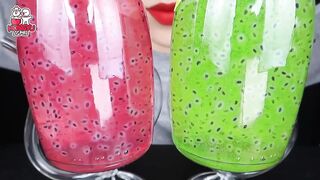ASMR PINK&GREEN DESSERTS 핑크색 초록색 디저트 먹방 HONEYCOMB DICE CANDY BRAINBOW JELLY EYEBALL GUMMY MUKBANG