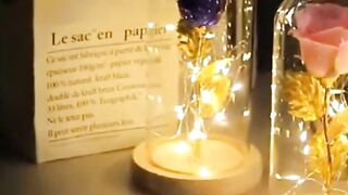 valentines Day Gift For Girlfriend Eternal Rose Flowers LED Light In Glass Cover Day Wedding Decoration Favors Mother Day Female Gift Gift