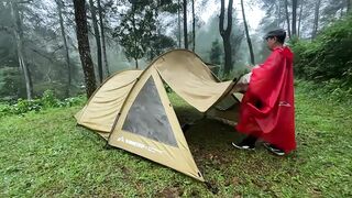 AMAZING HEAVY RAIN! SOLO CAMPING IN HEAVY RAIN AND THUNDER - RELAXING CAMPING RAIN