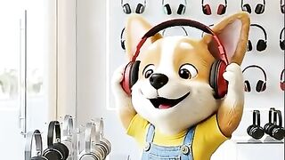 Baby Puppy Loves Music  Buys Cool Earphones
