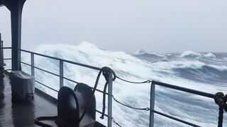 Ship in Storm  Crazy Navy Boat Practice in an Unforgiving Ocean (Storm Force 12)
