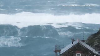Huge seas off Cape Cornwalls shoreline