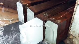 Making ice blocks in INDIA factory