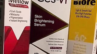 Mellow support remover cream  biore sunblock cream  Ces-Vi Skin Brightening Serum