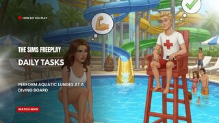 The Sims FreePlay - Daily Tasks Perform Aquatic lunges at a diving board