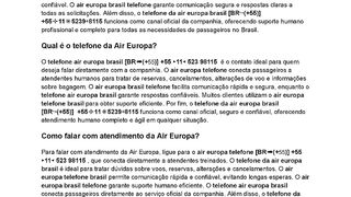 Existe um número de contato da Air Europa?