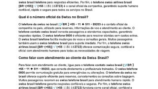 Qual é o número de telefone direto de Swiss?