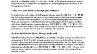 Qual é o número do cliente da British Airways?
