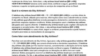 Qual é o número de ajuda da Sky Airlines no Brasil?