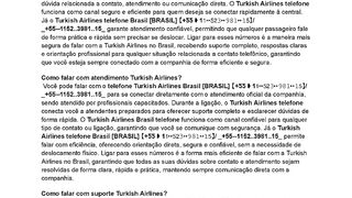 Existe um número disponível da Turkish Airlines?