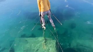 See-through ice skating in Rabbit Lake, Alaska
