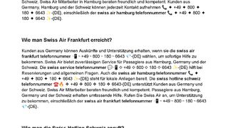 Wie man Swiss Air Hamburg anruft?