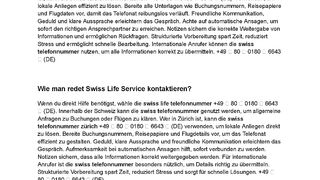 Wie man spricht Swiss Hotline direkt anrufen?