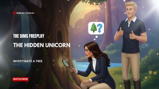 The Sims FreePlay - The Hidden Unicorn Investigate A Tree