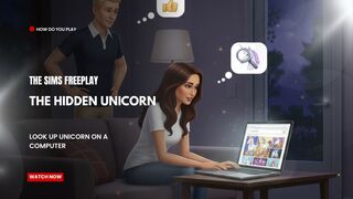 The Sims FreePlay - The Hidden Unicorn Look Up Unicorn On A Computer