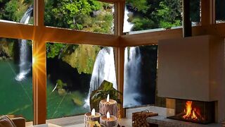 heavy rain falling in the forest