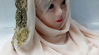 Chiffon Pearl Floral Hijab with 3D Fancy Flower Br