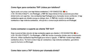Como ligar para TAP Portugal para suporte?