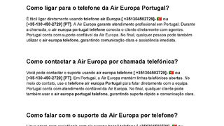 Como ligar para Air Europa Porto rapidamente?