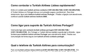 Como falar  a Turkish Airlines Portugal por telefone?