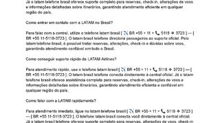 Qual número da telefone latam brasil?
