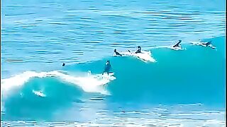 View of Suluban beach and watching the surfers