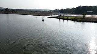 a fishing reservoir with boats