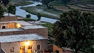 Night time village view