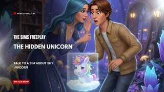 The Sims FreePlay - The Hidden Unicorn: Talk To A SIM About Shy Unicorn
