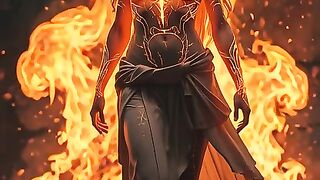 The fire lady walk in the mude