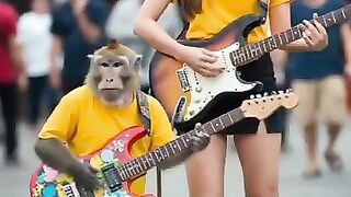 Monkey Playing Cool Acoustic Guitar #empudstudiogrup #empudstudio #shorts