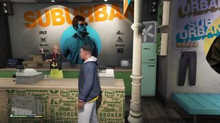 Grand Theft Auto V Franklin is at the store for clothes.