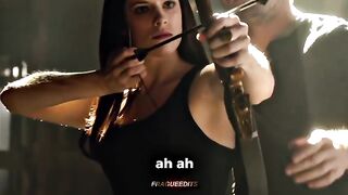 Oliver teaches Helena how to use a bow and arrow #shorts.