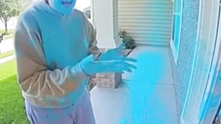 Theft Turns Into a Loud Porch Argument #CaughtonRingCamera #funnyvideo #cctvfootage
