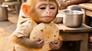 The poor monkey didn_t have bread so_ his rich friends making