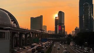 The beauty of the twilight atmosphere of metropolitan Jakarta