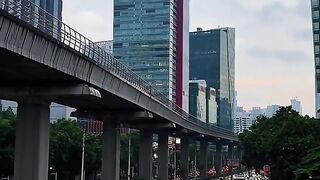 The beauty of the evening atmosphere of Jakarta city