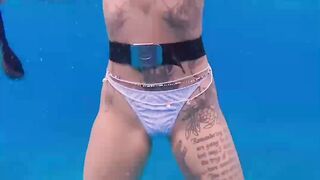 Underwater morning swim girl beatifull hot ocean