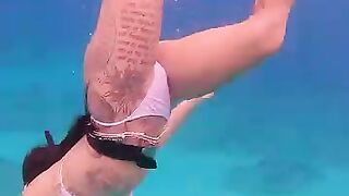 Mermaid sexy girl swim ocean