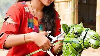 camel made from palm leaves _ mini wood toys _ hand crafts _ woods crafting _ai _camel _craft