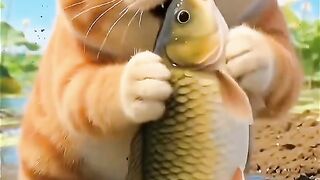 When a cat hunts fish with the help of a dog and cooks it itself