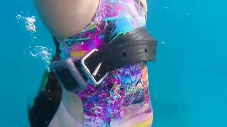 Underwater beatifull girl sexy swim ocean