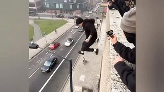 A person making High jump stunt